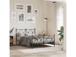 Cama com Cabeceira e Pés PANGSHIYUAN Madeira Metal Preto (90.5x196x125cm)
