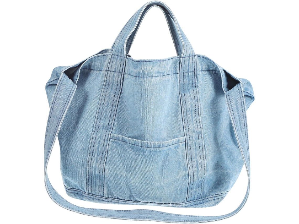 Bolsa De Ombro Retrô Em Jeans Para Mulheres Com Alça De Grande Capacidade.