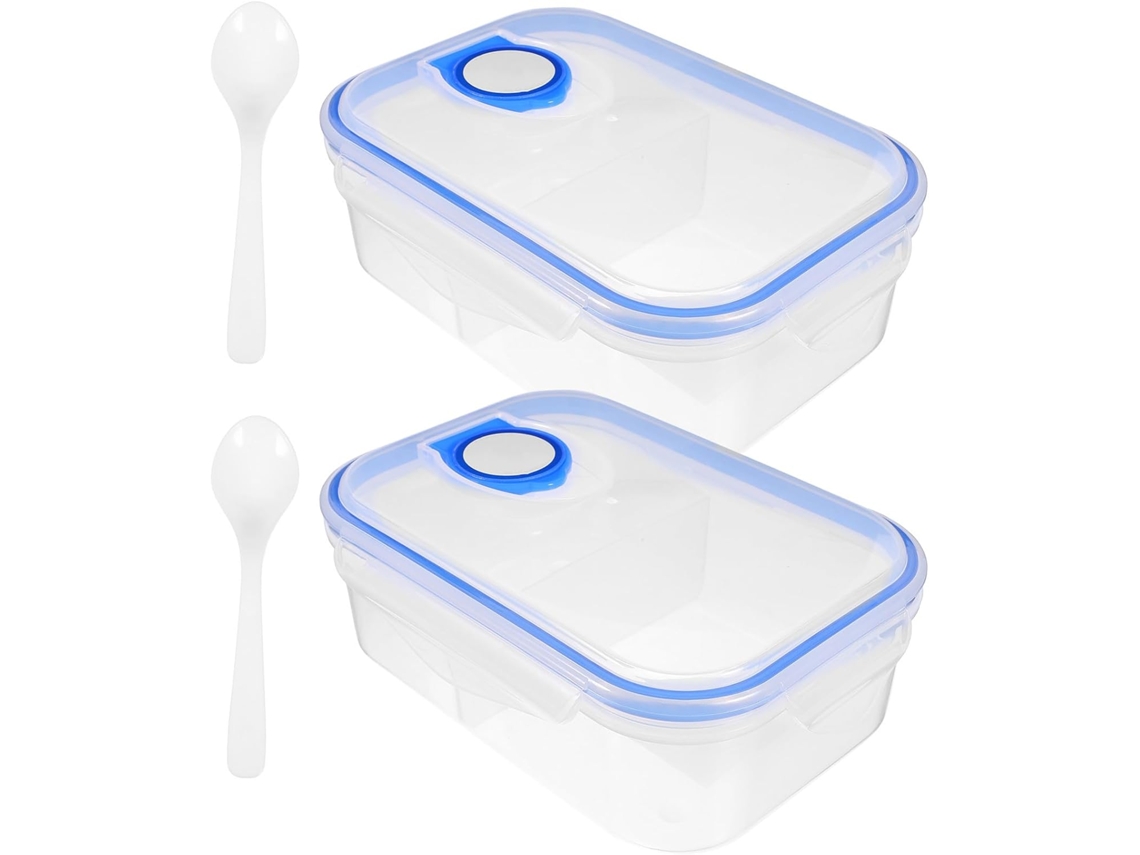 Lancheira Reutilizável Com 2 Compartimentos, Capacidade De 800ml, Material Pp, Design Prático Para Uso No Escritório E