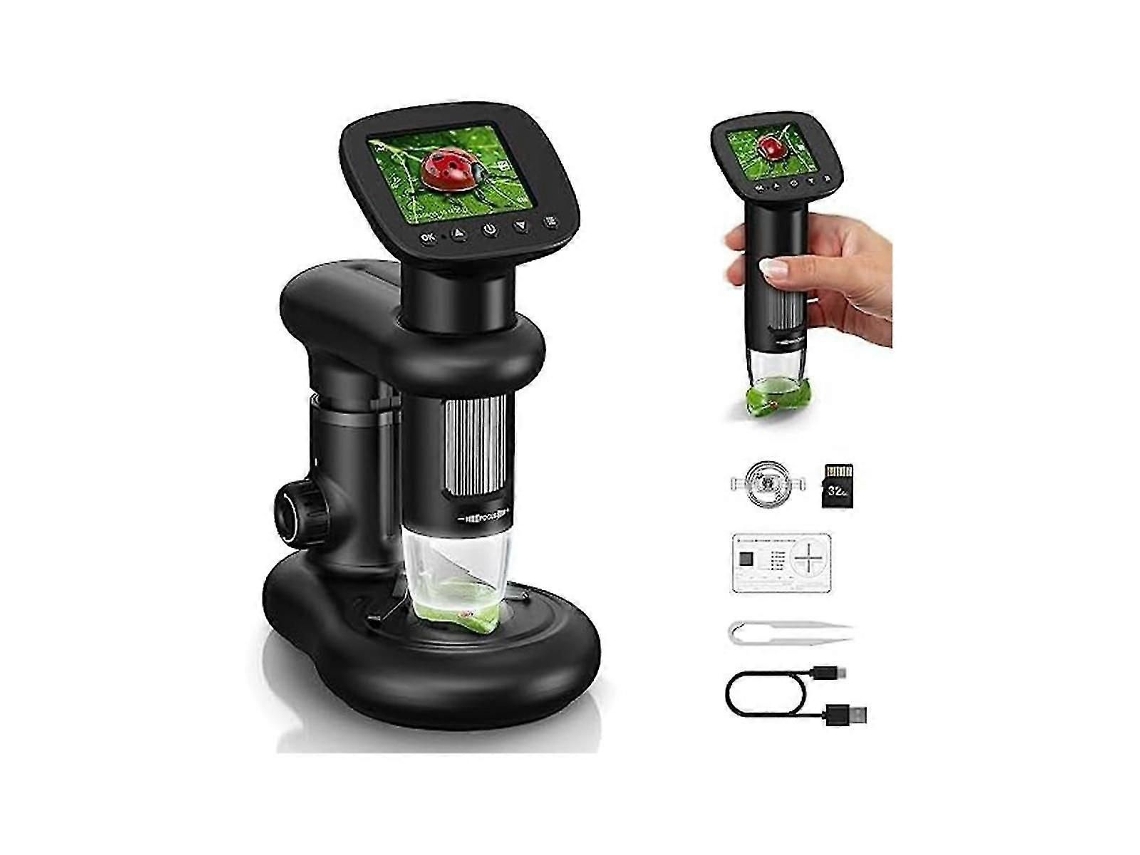 Microscópio Digital Portátil Com Tela Lcd De 2 Polegadas, Microscópio De Bolso 1000x Para Crianças Com 8 Luzes Led.