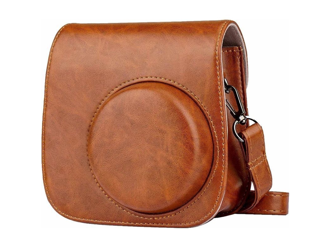 2026 bolsa de Couro Pu para Câmera Fujifilm Instax Mini 11/9/8 com Correia Ajustável e Bolso Marrom