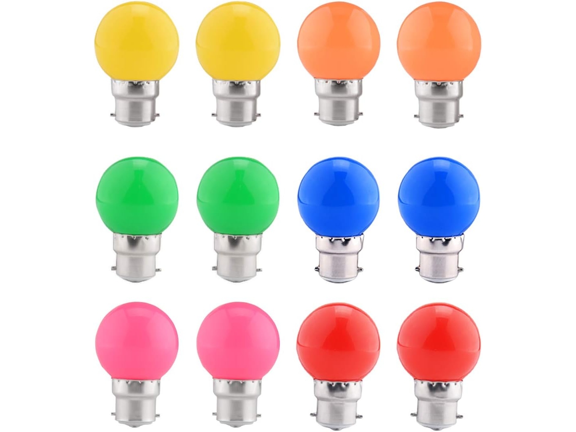 Conjunto 12 Lâmpadas Led B22 1,5w Multicoloridas