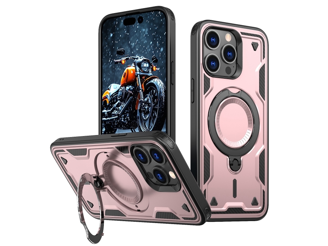 Capa Armor Híbrida Pc Tpu Para Iphone 14 Pro Max - Suporte De Anel Magsafe