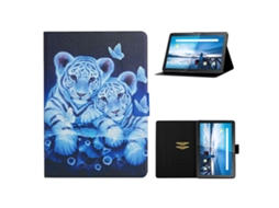 Capa De Couro Com Estampa Vibrante De Dois Tigres Para Lenovo Tab M10 Flip