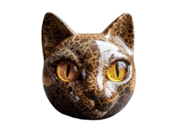 Escultura De Gato De Resina Com Olhos Âmbar Textura De Mármore Presente Para Amantes De Gatos Marrón
