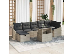 Vidaxl Conjunto De Sofá De Jardim 8 Unid. Cinzento-claro Vime Pe