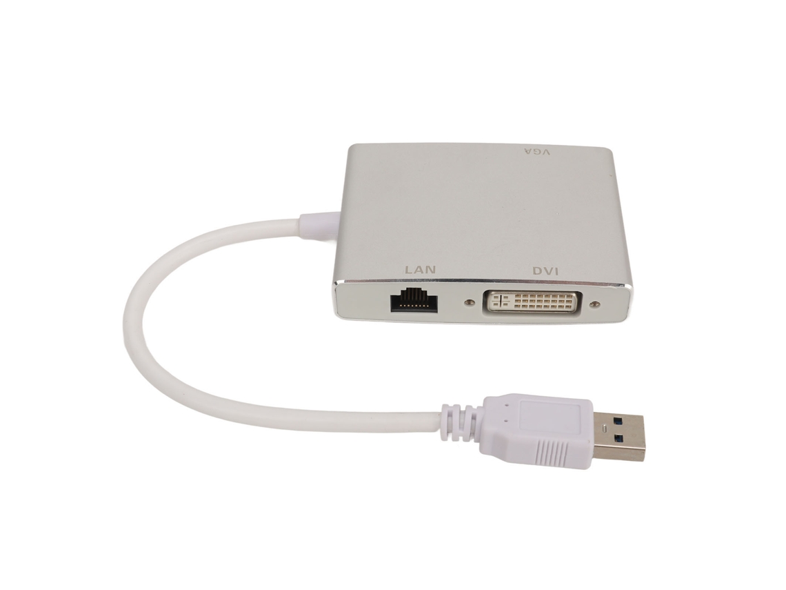 Adaptador De Vídeo Usb 3.0 4 Em 1 Hub Com Portas Hdmi Vga Dvi E Placa De Rede Compatível Com Múltiplos Sistemas