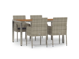Maison Exclusive - 5 Pcs Conjunto De Jantar P/ Jardim C/ Almofadões Vime Pe Cinza