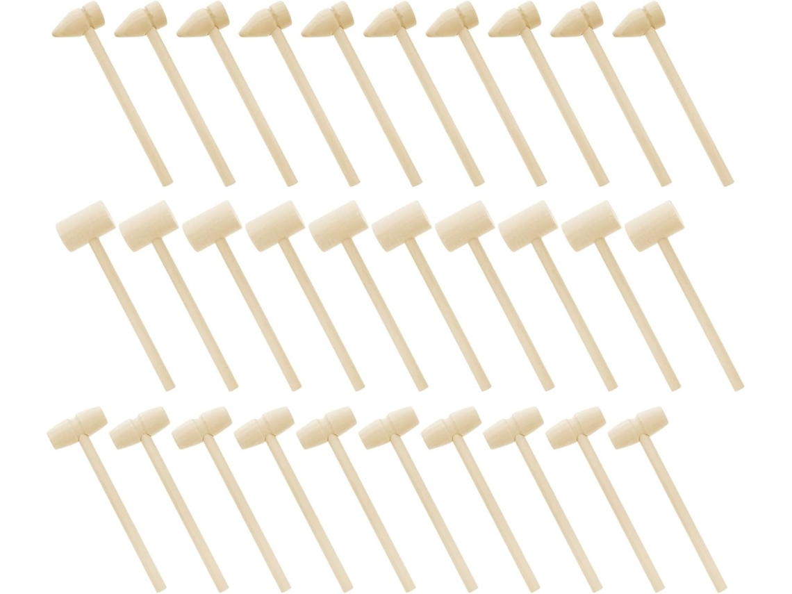 Conjunto de 30 Mini Martelos S/MARCA, em Madeira Natural, para Uso Geral