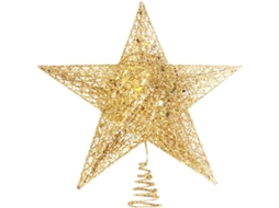 Topper Árvore de Natal Estrela Decoração de Natal Topper Paillette Pendurado Decoração de Árvore de Natal Árvore de Natal Dourado 15Cm