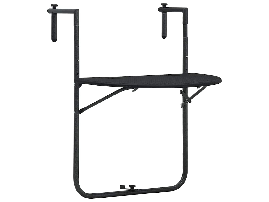 Vidaxl Mesa Varanda Pendurar 60x64x83,5cm Plástico Aspeto Vime Preto