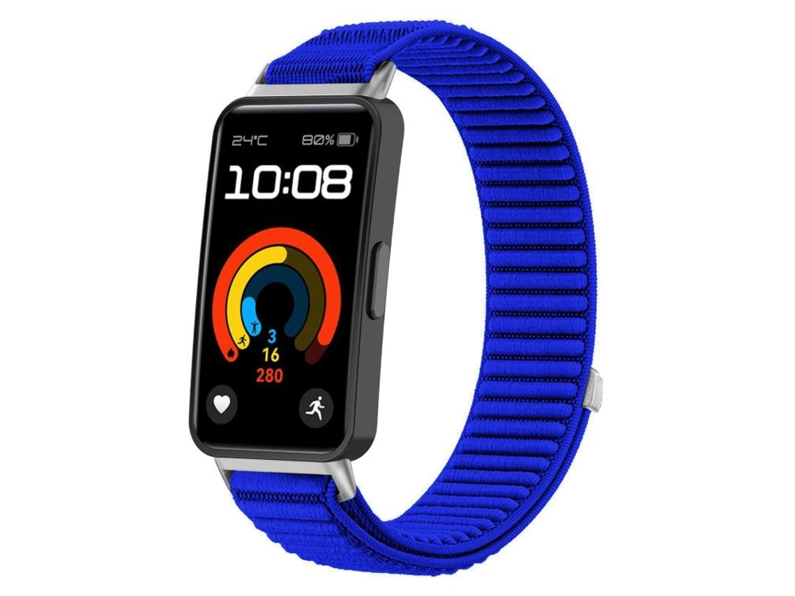 Bracelete Para Huawei Band 10 / 9 / 8 - Nylon Trançado - Fecho De Velcro Azul Klein