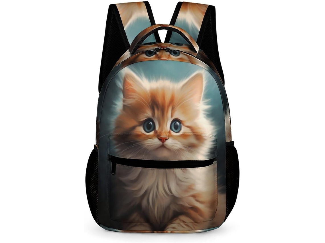 Mochila Gatinho Para Meninas, Escolar Infantil O Ensino Fundamental, Com Estampa Gato, Leve Viagem, Presente