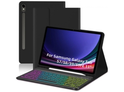 Capa de Teclado Bluetooth para Samsung Tab S9fe 11 Polegadas Luz de Fundo Colorida ,português, Preto XIAOMOYU