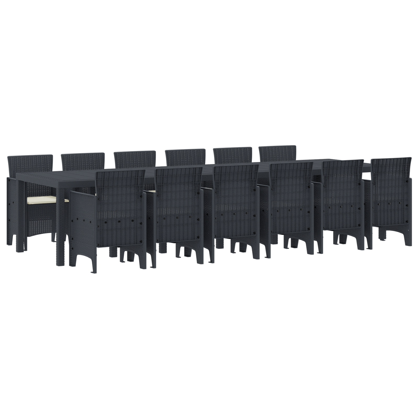Conjunto 13 Conjunto De Jantar Para Jardim Vidaxl Antracite Polipropileno (350 X 100 X 73 Cm)