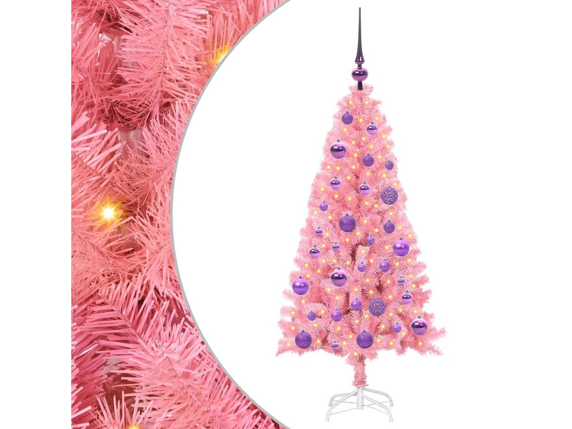 Conjunto 1 Árvore De Natal Vidaxl Rosa Pvc (120 Cm)