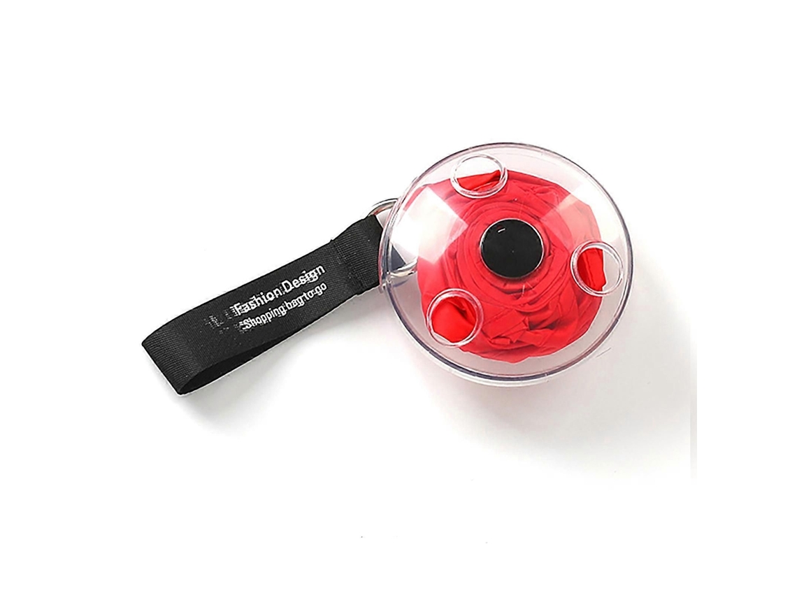 Bolsa De Compras Dobrável E Portátil Em Formato De Disco Voador, Com Rotação, Alça Telescópica Para Transporte E Uso Diário, Vermelha.