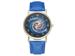 Reloj De Cuarzo Unisex Con Correa De Cuero Pu, Dial Universal, Números Romanos (azul Real)