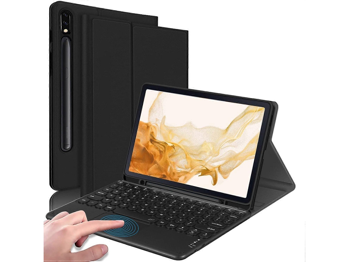 Capa Com Teclado Bluetooth Para Tablet, Compatível Com Samsung Galaxy Tab S7 Fe/s7+/s8+, Com Touchpad