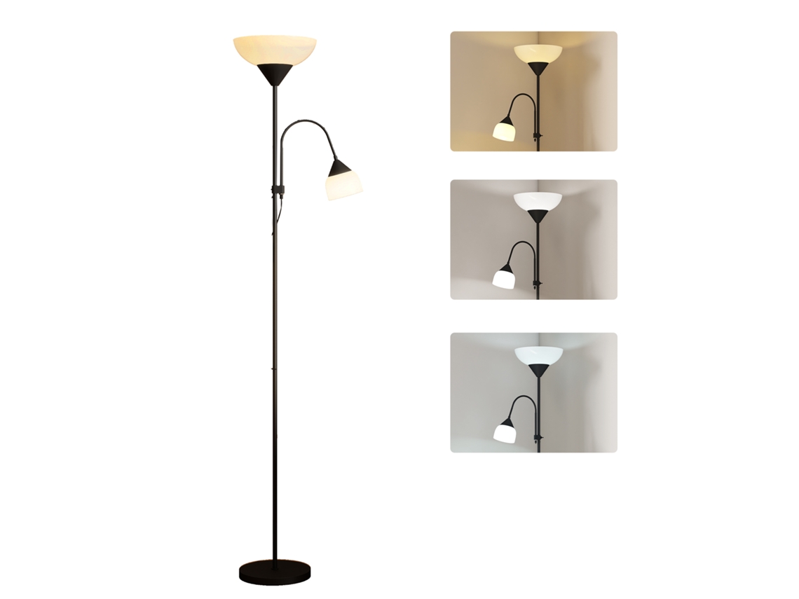 Luminária De Chão Com Design Mãe E Filho, Alta Com 3 Temperaturas De Cor E Haste Flexível, Preta.
