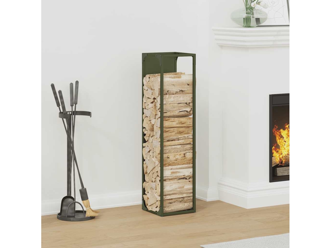 Vidaxl Suporte Para Lenha Aço Laminado A Frio Verde Azeitona