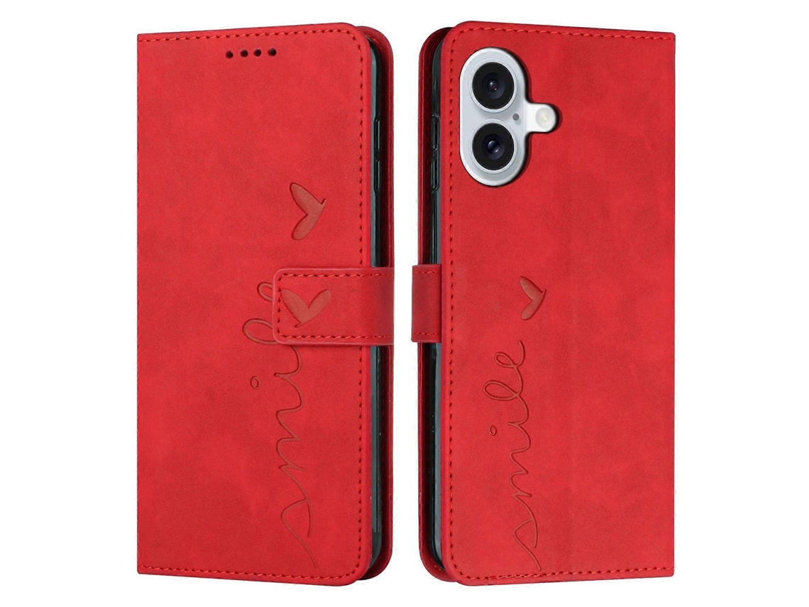 Capa De Couro Para Celular Com Estampa De Coração E Cordão Longo