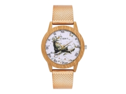 Relógio de pulso casual e elegante para homens e mulheres com pulseira de silicone dourada rosê.