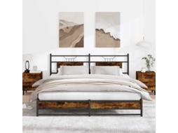 Cama De Casal Sem Colchão 183x213cm Metal Carvalho Fumado