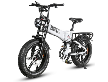 Bicicleta Elétrica SAMEBIKE Rs-A02 Dobrável Off Road E-Bike 48V 17Ah Bateria 1200W Motor Branco