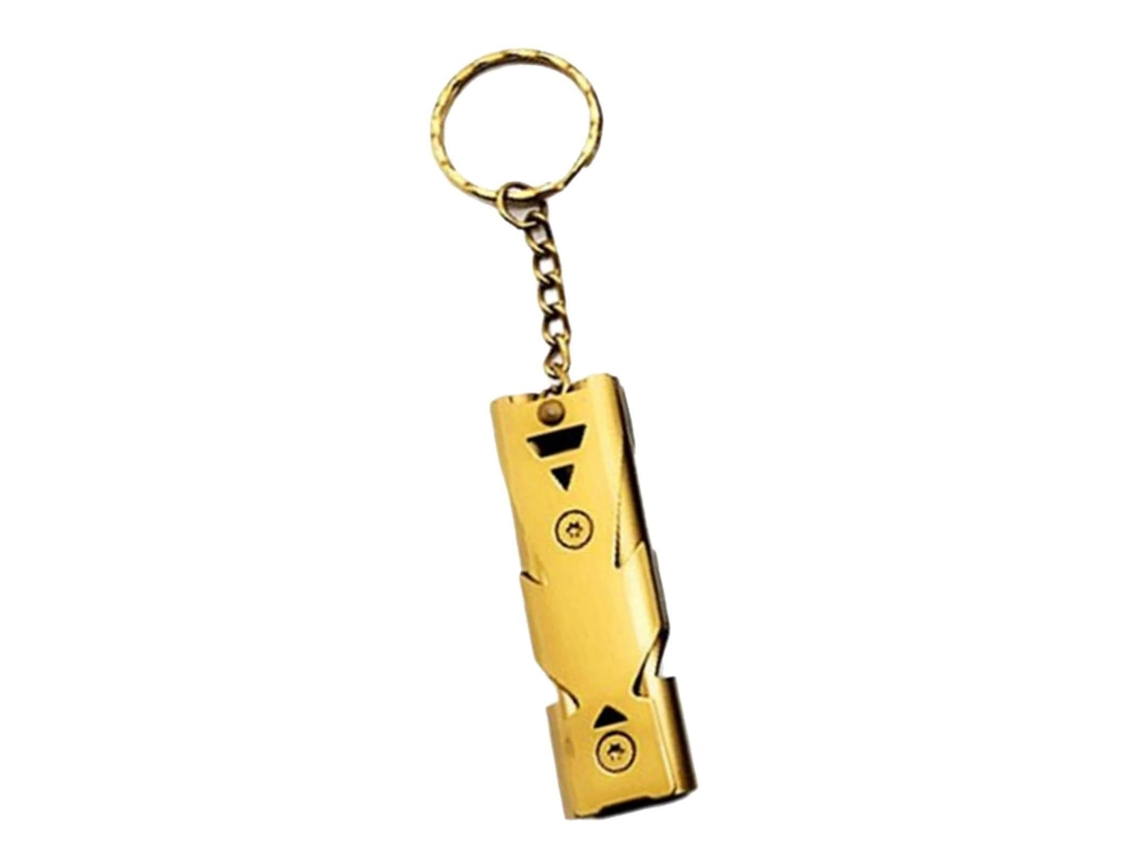 Apito Marítimo Lurelia Em Aço Inoxidável Tubo Duplo Com Porta-chaves 150 Db Dourado Para Barco, Caiaque E Resgate