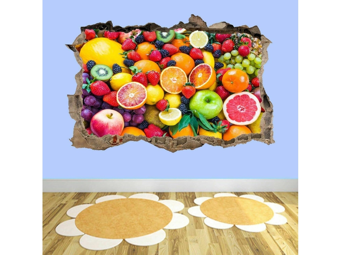 Adesivos de parede 3D com tema de frutas para cozinha, sala de jantar, escritório em casa e quarto.