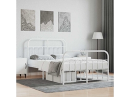 Vidaxl Estrutura De Cama Com Cabeceira E Pés 120x190 Cm Metal Branco