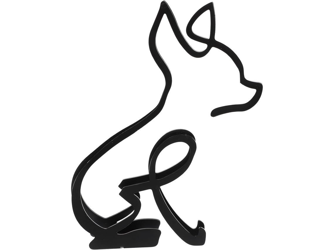 Estatueta de Cachorro como Peça Decorativa Elegante, Design Moderno em Ferro Preto e Base Plana CHABERLU