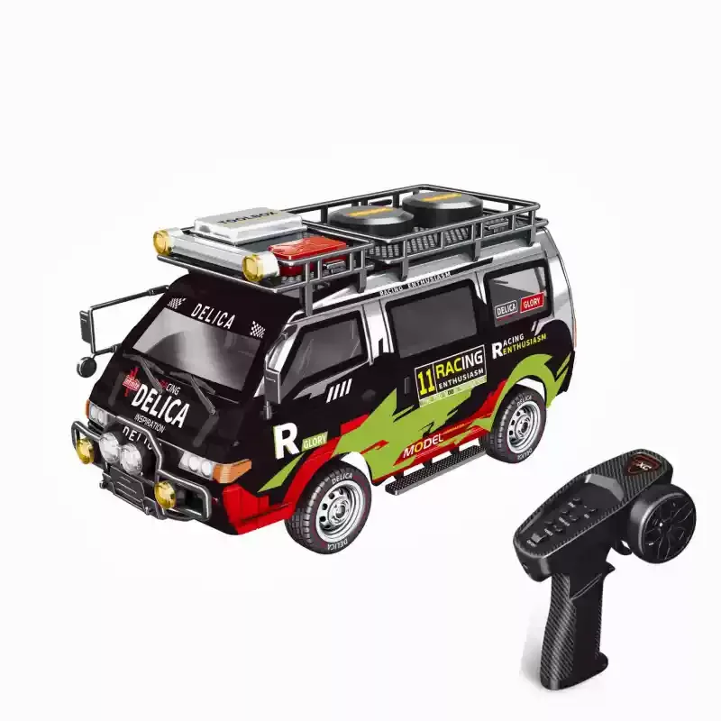 Miniatura de Carro de Brinquedo 4x4 em Escala 1:24 com Controle Remoto e Faróis Controláveis. MDUG (preto)