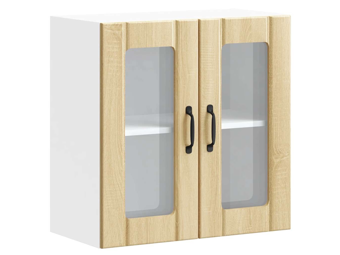Armário de Parede de Cozinha Porta Vidro Lucca Carvalho Sonoma MAISON EXCLUSIVE