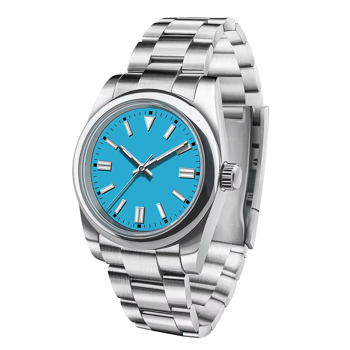 Relógio Masculino Mecânico Automático De Luxo Com Cristal De Safira Azul, 36/39 Mm.
