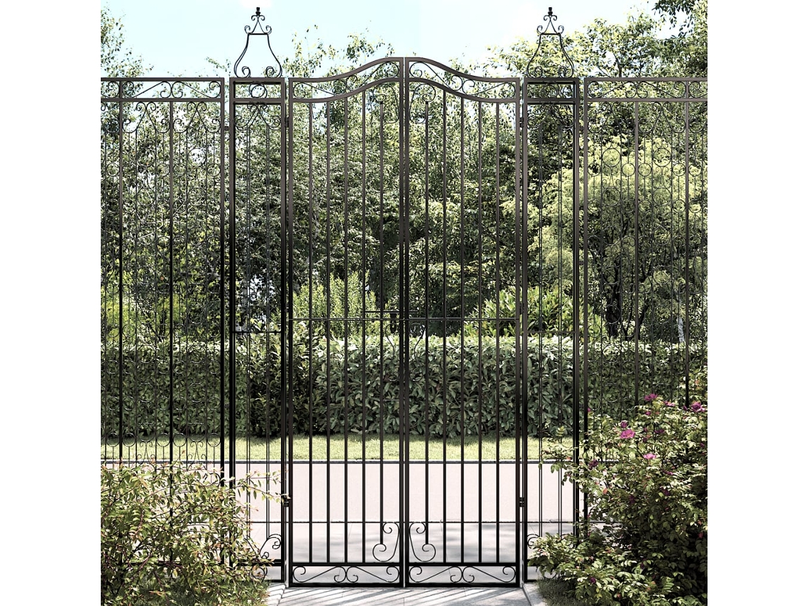 Portão De Jardim 121x8x200 Cm Ferro Forjado Preto Haochrymec