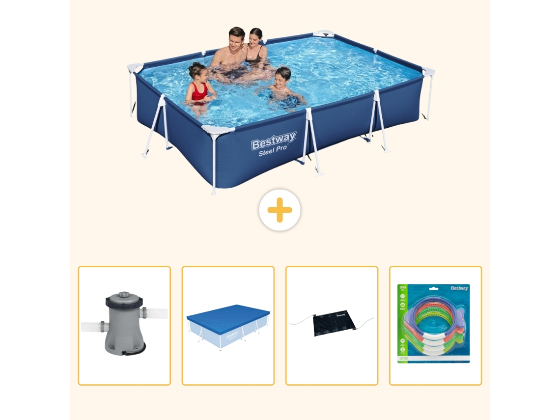 Bestway Piscina Bestway Steel Pro Retangular - 300x201x66 Cm - 5-peças S211