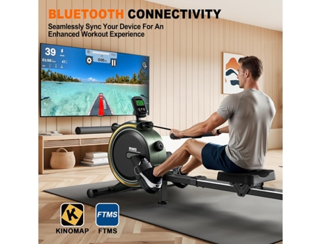 Rm5g Máquina De Remo Magnética, Bluetooth, 16 Níveis De Resistência, Capacidade De 150kg, Uso Doméstico Mettlematic