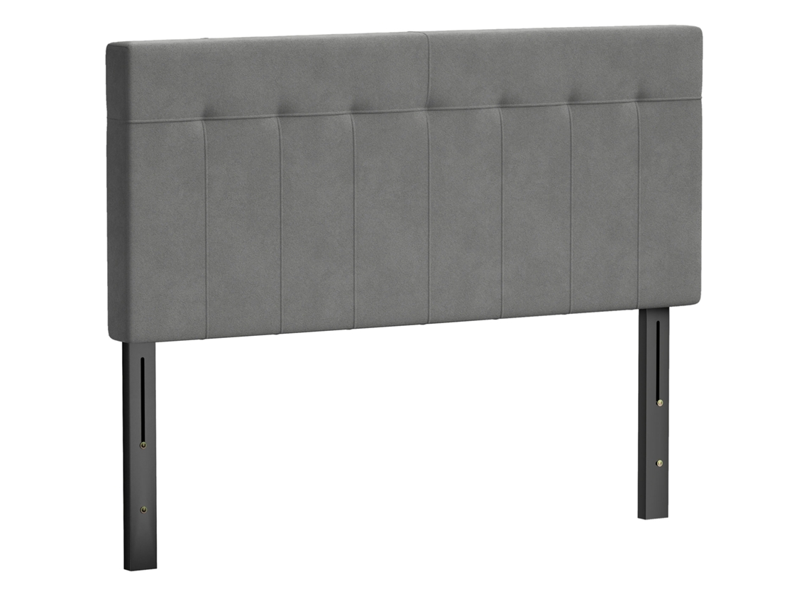 Cabeceira Com 3 Ajustes De Altura, Cabeceira Com Pés De Metal, Acabamento Aveludado Para Quarto, 140x10x106/116/126 Cm, Cinza