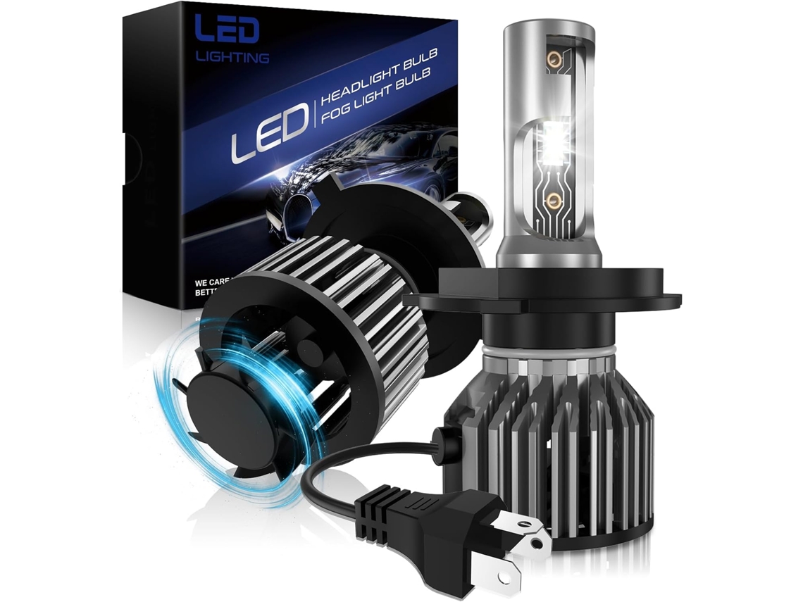 Lâmpada Led H4, 6500k Branca, Alto Brilho 32000lm, 600% Mais Brilhante, Design Mini 1 Para Lâmpadas Halógenas, Adequada
