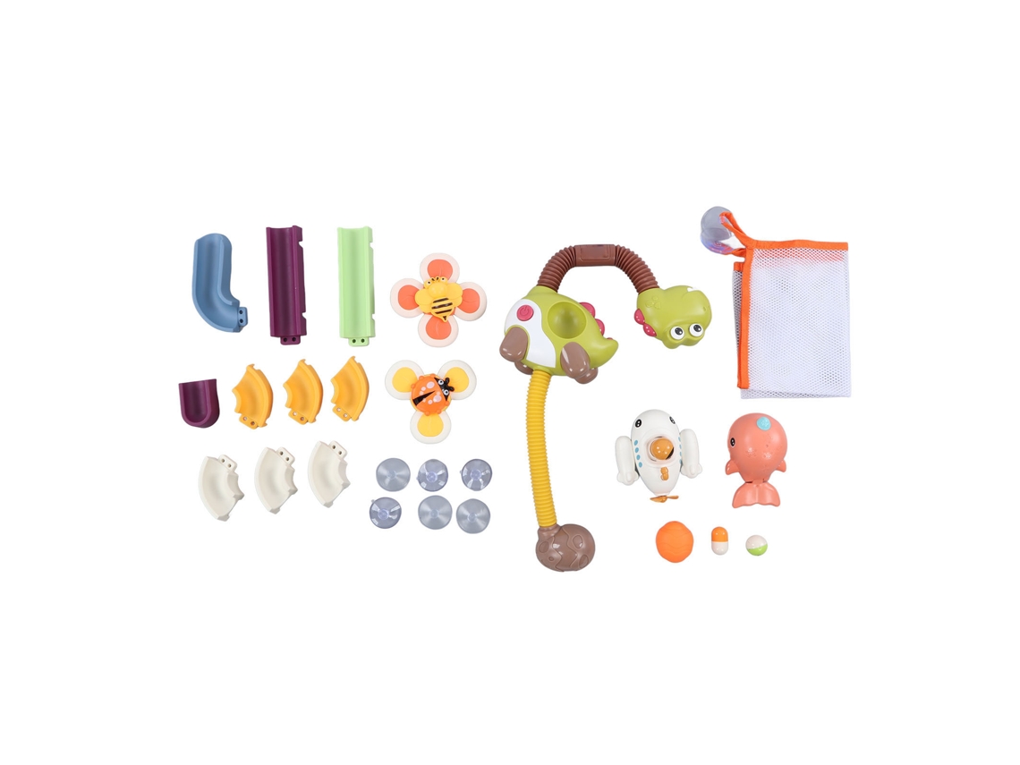 Mali brinquedos de Banho Dinossauro com Chuveiro e Blocos Coloridos, Brinquedo de Banho para Bebê com Cupulas de Sucção