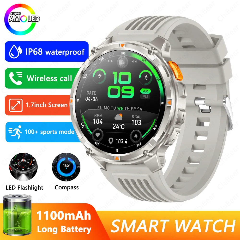 (cinza) Smartwatch Com Gps, À Prova D'água, Bluetooth E Tela De 1,7 Polegadas.