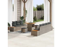 Vidaxl Conjunto De Sofá De Jardim 10 Unid. 9-número De Lugares Cinzeto