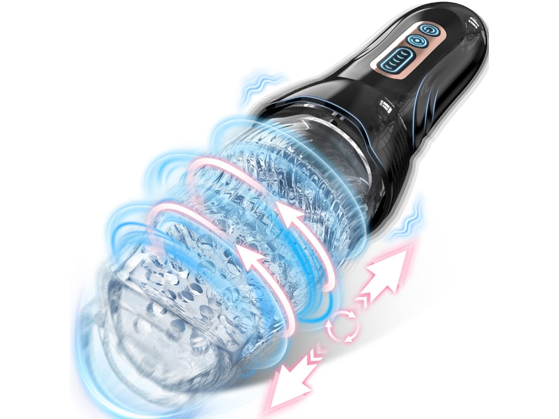 Masturbador Masculino Automtico Com 5 Modos De Impulso E Rotao E 10 Modos De Vibrao (preto)