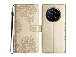 Capa De Celular Em Pu Com Estampa De Borboleta E Flor De Cerejeira