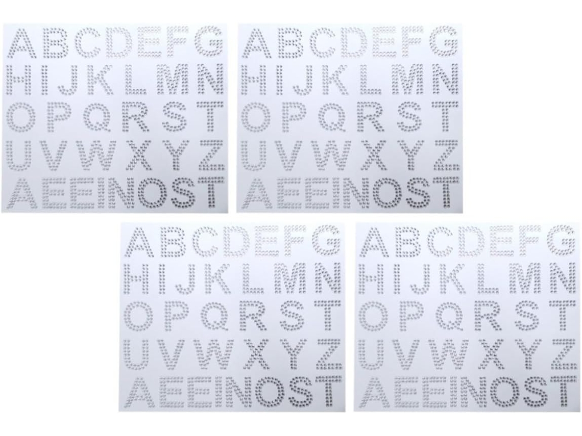Adesivos De Letras Em Acrílico Com Strass - 4 Folhas