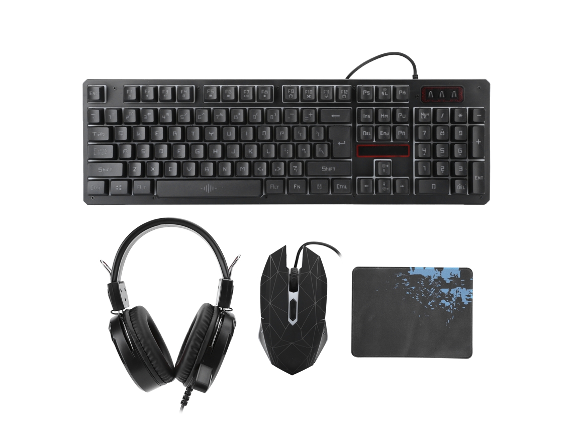 Aetheria conjunto Teclado Mouse Headset Gamer com Iluminação Usb para Computador Laptop Preto