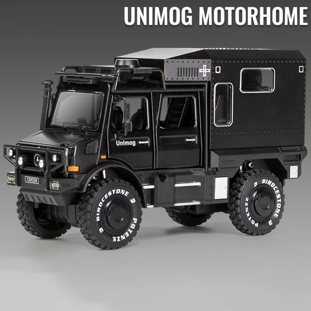 (unimog Preto) Escala 1:28 - Modelo De Veículo Recreativo/de Camping, Brinquedo, Presente Para Meninos