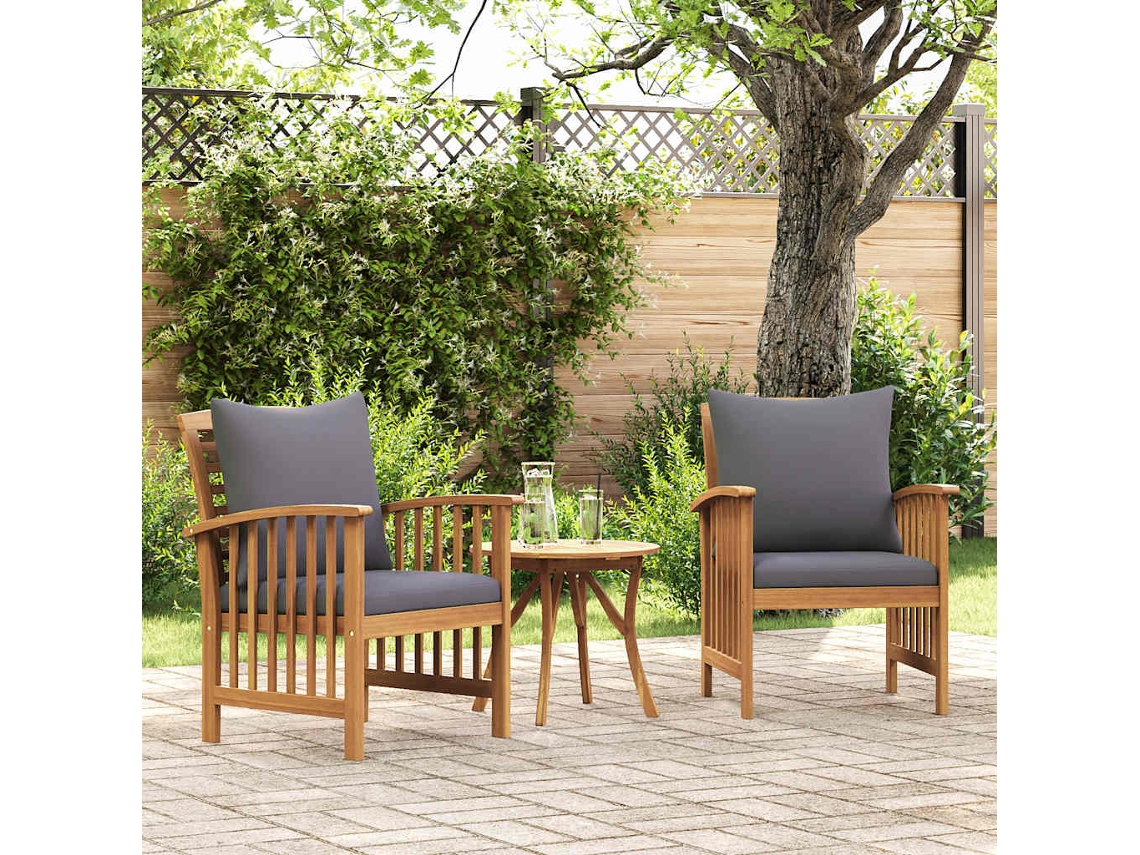 Vidaxl Cadeiras De Jardim C/ Almofadões 2 Pcs Madeira Acácia